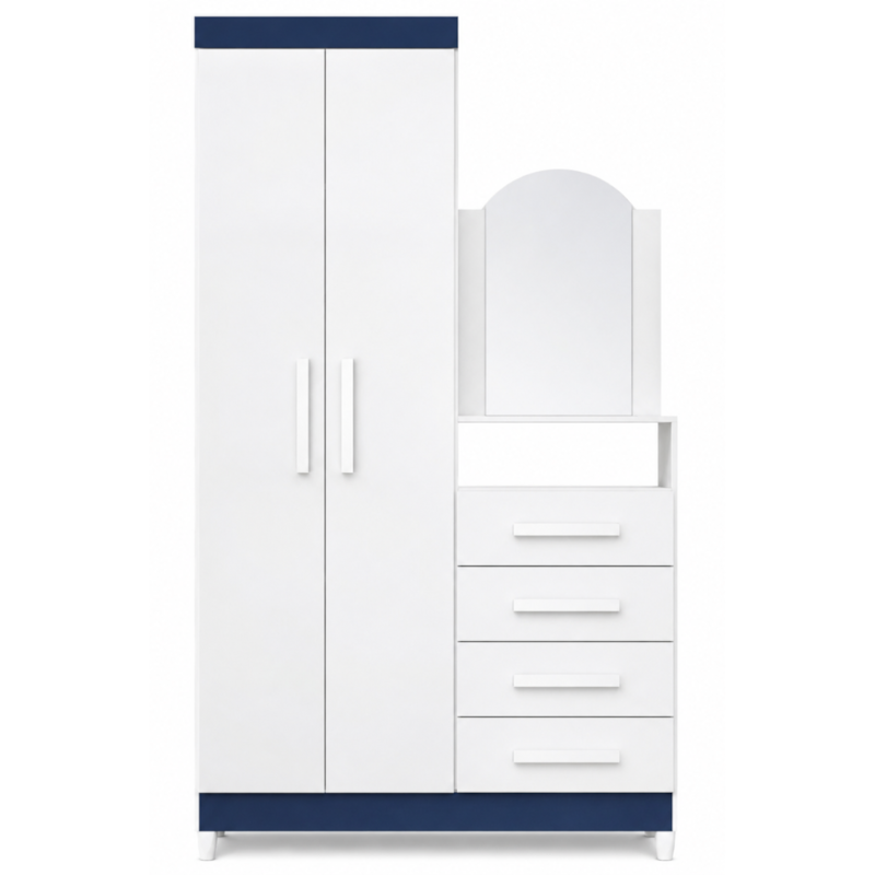 Roupeiro Comoda Albatroz New Capri 2 Portas 4 Gavetas com Espelho Incluso 0,60x0,39m Quadriflex-eec8185a-1ebf-41ec-ae03-2219137c3132