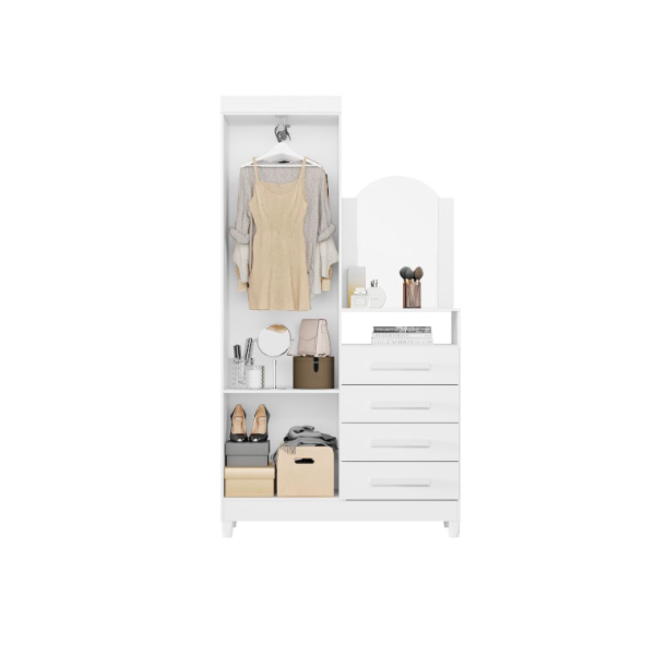 Roupeiro Comoda Albatroz New Capri 2 Portas 4 Gavetas com Espelho Incluso 0,60x0,39m Quadriflex-c31e72d0-ee9e-44db-80e5-84e32979a99f