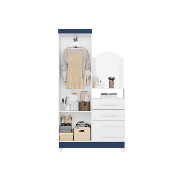 Roupeiro Comoda Albatroz New Capri 2 Portas 4 Gavetas com Espelho Incluso 0,60x0,39m Quadriflex-72d037b7-6787-428e-ad70-ec40d3d3cc83