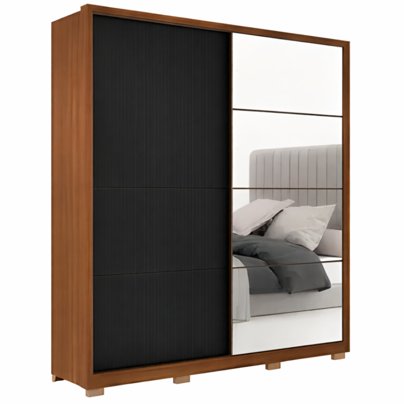 Roupeiro Demobile Belga Casal 2P De Correr 3G Com Espelho EPe Amendola/Grafito/Amendola Flex-2138fd4b-e37c-4851-ac3b-211284868f69