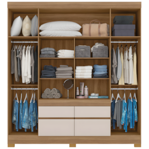 Roupeiro Demobile Bilbao Casal 4P 2G Amendola/Off White