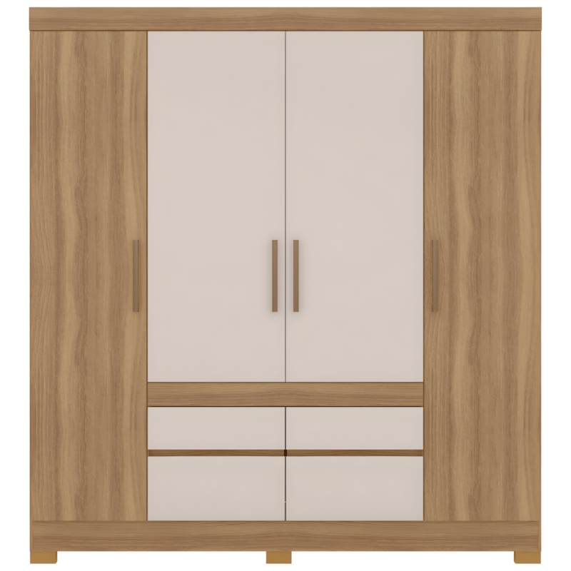 Roupeiro Demobile Bilbao Casal 4P 2G Amendola/Off White