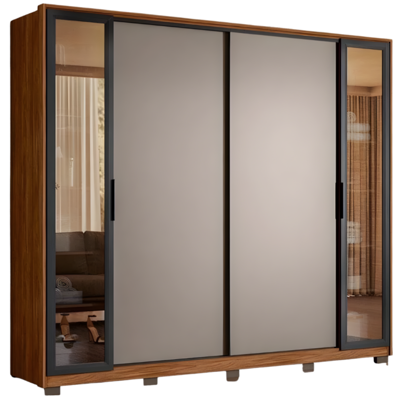 Roupeiro Demobile Laredo Casal 2 Portas Correr Com 2 Portas Reflecta E Com Pe Nogueira/Nude Prime Tx Flex-6b132094-05f2-4d2e-be59-adf37e2301d3