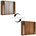 Roupeiro Demobile Laredo Casal 2 Portas Correr Com 2 Portas Reflecta E Com Pe Nogueira/Nude Prime Tx Flex-58a916f6-7976-47f3-9dd7-2afae6df37c8