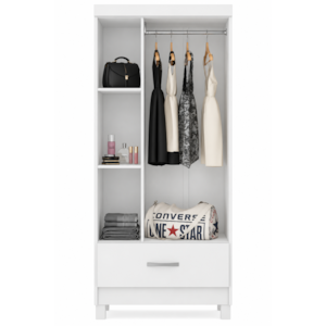 Roupeiro Demobile Prince 3 Portas 1 Gaveta Branco