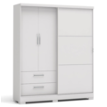 Roupeiro Kappesberg 2 Portas 1 Porta de Correr 2 Gavetas com Pé Branco de Madeira-24cfb4f7-1d7b-432a-9311-d2bce608a145