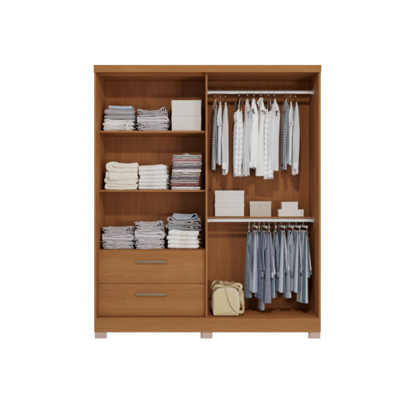 Roupeiro Kappesberg 2 Portas 1 Porta de Correr 2 Gavetas com Pe Canela de Madeira-41073f55-50ed-439d-9e81-b6af9b21fb7b
