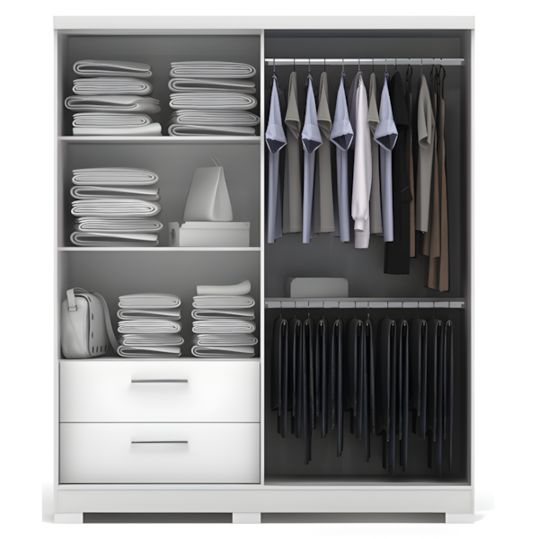 Roupeiro Kappesberg 3 Portas 2 Gavetas com Pé Branco de Madeira-13944ac1-b05b-406f-bb99-46774012c876