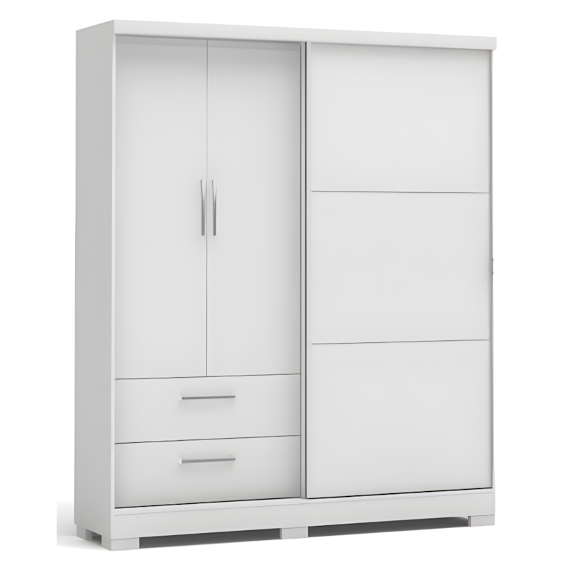 Roupeiro Kappesberg 3 Portas 2 Gavetas com Pé Branco de Madeira-0bcab2ad-9e9e-4991-aadf-1d8ebfe26099
