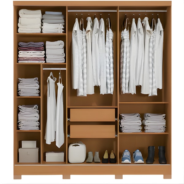 Roupeiro Kappesberg 3 Portas de Correr 2 Gavetas com Espelho Canela/Off White-6594140f-831e-4844-bff7-0d6d3991dc19