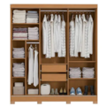  Roupeiro Kappesberg 3 Portas De  Correr 2 Gavetas Com Espelho E Pes Canela/Off White-51b182a1-0c1c-4627-a00c-9ebb7b9835ef