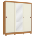 Roupeiro Kappesberg 3 Portas De Correr 2 Gavetas Com Espelho E Pes Canela/Off White-73147eb4-4380-4e29-ad8a-5bd1dc9fa611