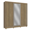 Roupeiro Kappesberg 3 Portas de Correr 2 Gavetas com Espelho e Pes Nogueira/Fendi de Madeira-6ebfd032-0599-40ad-ae39-6e5a106ba0ac