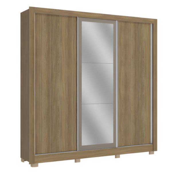 Roupeiro Kappesberg 3 Portas de Correr 2 Gavetas com Espelho e Pes Nogueira/Fendi de Madeira-a6c32d8c-c524-44b1-bf60-b6b6357f7f4a