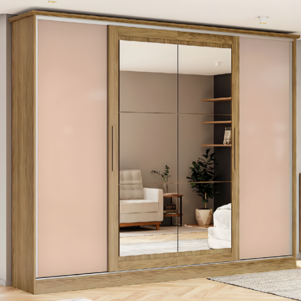 Roupeiro Kappesberg 4 Portas Correr E 4 Gavetas Com Pe E Espelho Nogueira/Macadamia De Madeira CB01N565-NGM-a42661ad-a019-4d6e-bf5e-128fa777ca81