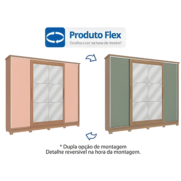 Roupeiro Kappesberg 4 Portas Correr E 4 Gavetas Com Pe E Espelho Nogueira/Macadamia De Madeira CB01N565-NGM-c69e96a2-6eed-47d1-b047-6cd1d3aead0e