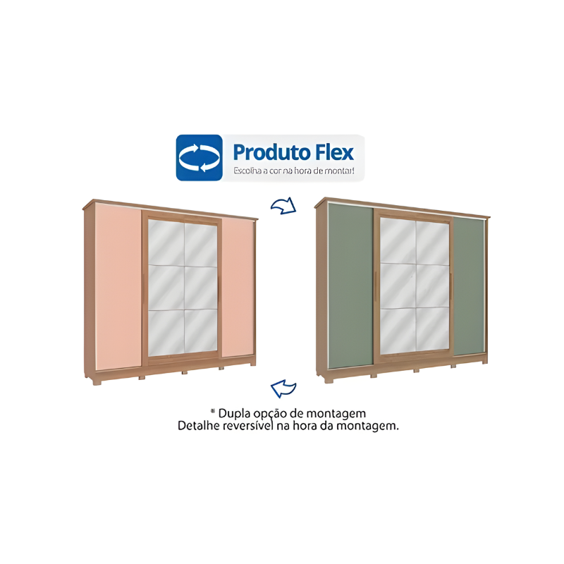 Roupeiro Kappesberg 4 Portas Correr E 4 Gavetas Com Pe E Espelho Nogueira/Macadamia De Madeira CB01N565-NGM-98ab8d25-2e7c-4828-b1c0-d4254b31acd6