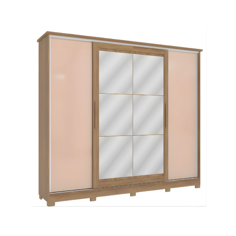 Roupeiro Kappesberg 4 Portas Correr E 4 Gavetas Com Pe E Espelho Nogueira/Macadamia De Madeira CB01N565-NGM-a7a50dd3-a285-4acb-bfbc-51da77d5066a