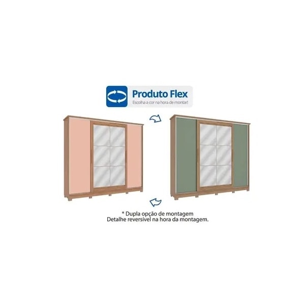 Roupeiro Kappesberg 4 Portas Correr E 4 Gavetas Com Pe E Espelho Nogueira/Macadamia De Madeira CB01N565-NGM-6d9b6829-8fb2-489c-b190-13fbf1ec7bbd