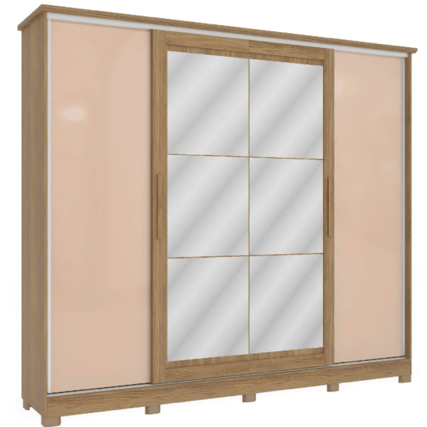 Roupeiro Kappesberg 4 Portas Correr E 4 Gavetas Com Pe E Espelho Nogueira/Macadamia De Madeira CB01N565-NGM-8c43b112-b5a5-407c-b013-f1f293e1af51