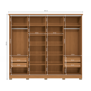 Roupeiro Kappesberg 4 Portas De Correr 4 Gavetas Com Pes E Espelho Canela/Macadamia De Madeira CB01N565-CNMC