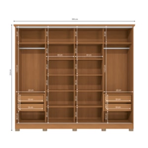 Roupeiro Kappesberg 4 Portas De Correr 4 Gavetas Com Pes E Espelho Canela/Macadamia De Madeira CB01N565-CNMC