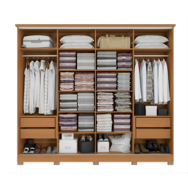 Roupeiro Kappesberg 4 Portas De Correr 4 Gavetas Com Pes E Espelho Canela/Macadamia De Madeira CB01N565-CNMC-fe0e6ef7-4cc2-4497-8599-fab005c21e07