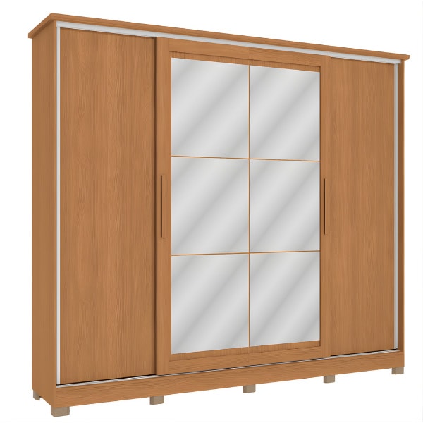 Roupeiro Kappesberg 4 Portas De Correr 4 Gavetas Com Pes E Espelho Canela/Macadamia De Madeira CB01N565-CNMC-74aecab4-9f3e-4dca-bc2b-c7741c1f78cc