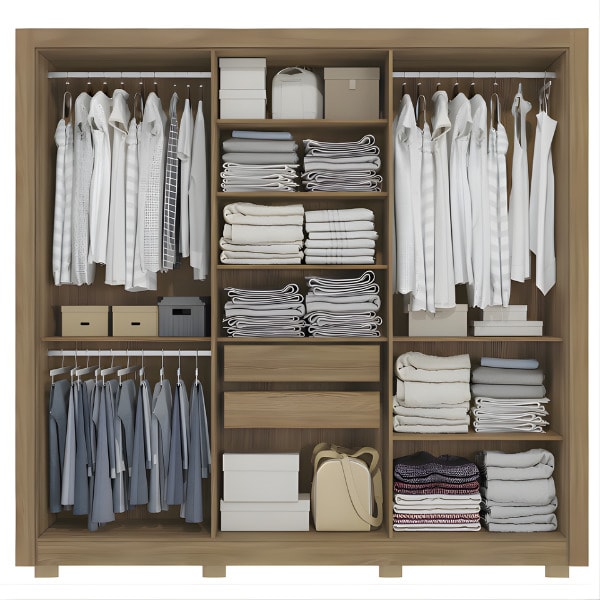 Roupeiro Kappesberg 6 Portas 2 Gavetas com Espelho e Pés de Madeira Nogueira/Fendi-19602bff-1bb8-4ecb-948b-72ad974c10dd