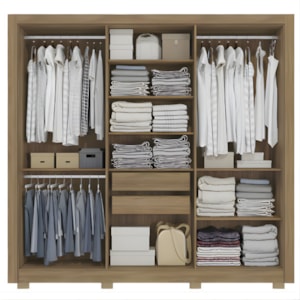 Roupeiro Kappesberg 6 Portas 2 Gavetas com Espelho e Pés de Madeira Nogueira/Fendi