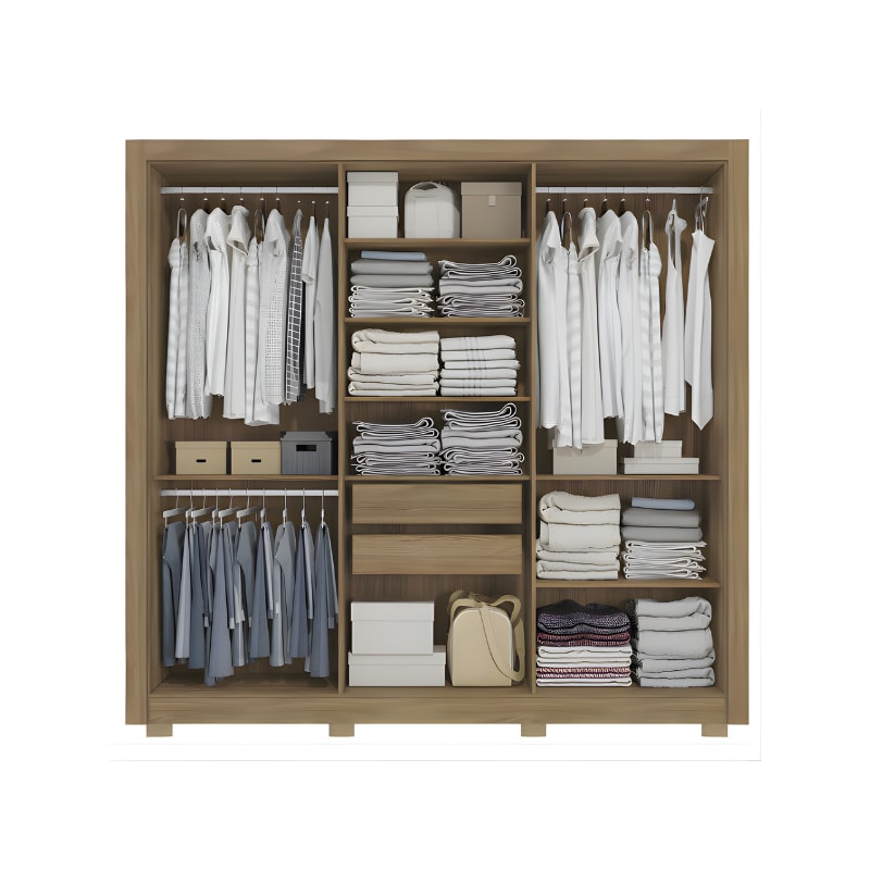 Roupeiro Kappesberg 6 Portas 2 Gavetas com Espelho e Pés de Madeira Nogueira/Fendi-5fc3ef6b-a951-4c54-a10c-1835a0082e66