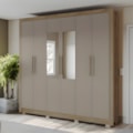 Roupeiro Kappesberg 6 Portas 2 Gavetas com Espelho e Pés de Madeira Nogueira/Fendi-16fbc300-7667-4824-a6e4-23952204a678