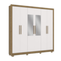 Roupeiro Kappesberg 6 Portas 2 Gavetas com Espelho e Pes Nogueira/Branco de Madeira-997e748d-dca6-4513-8d47-14be37d6d443