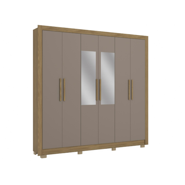 Roupeiro Kappesberg 6 Portas 2 Gavetas Com Pes E Espelho Nogueira/Fendi De Madeira-46c502b5-47e2-4fda-b00c-abf3dce586c1