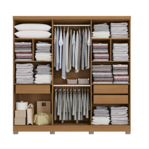 Roupeiro Kappesberg 6 Portas 3 Gavetas com Espelho e Pes Canela de Madeira