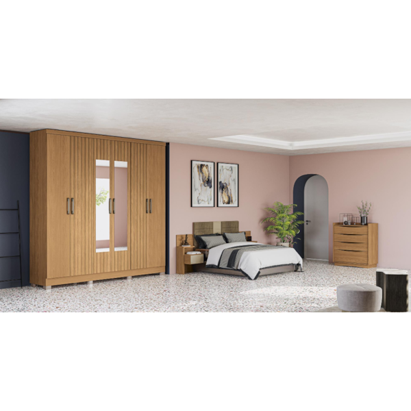 Roupeiro Kappesberg 6 Portas 3 Gavetas com Espelho e Pes Canela de Madeira-58c644bb-89a1-4b6a-a7ab-f1961255b97b