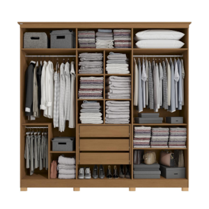 Roupeiro Kappesberg 6 Portas 3 Gavetas com Espelho e Pes Canela de Madeira