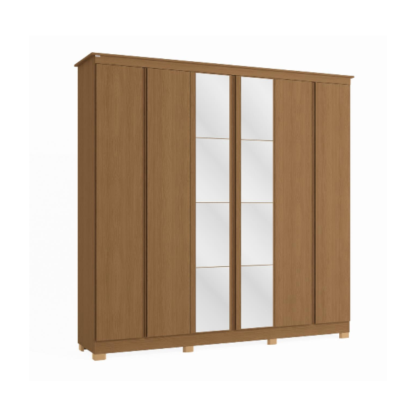 Roupeiro Kappesberg 6 Portas 3 Gavetas com Espelho e Pes Canela de Madeira-dea7a139-9b6c-4351-a627-e9d5b5947c5d