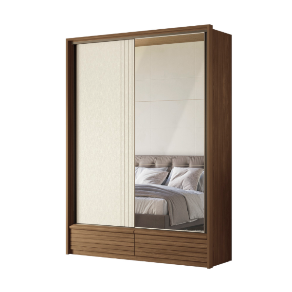 Roupeiro Santos Andira Democrata com Espelho 2 Portas de Correr 2 Gavetas Jatoba/Areia Flex-ef8d668c-2c33-4838-accb-c358dd1cb72c