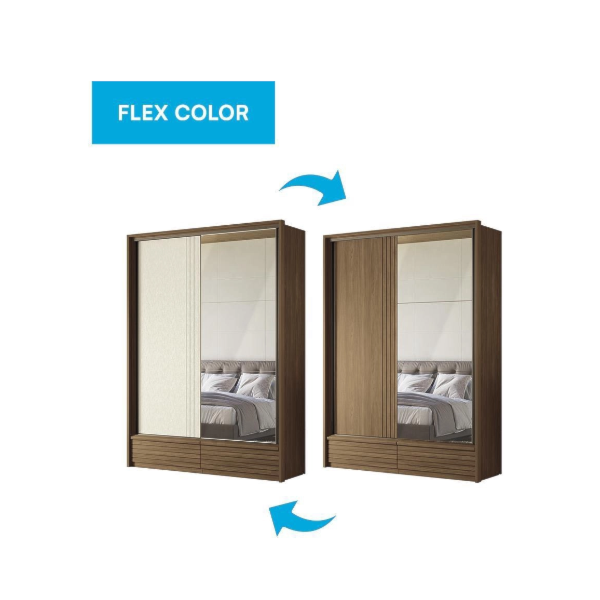 Roupeiro Santos Andira Democrata com Espelho 2 Portas de Correr 2 Gavetas Jatoba/Areia Flex-94504f8f-0cf6-48cf-b72e-3a822ee0edf9