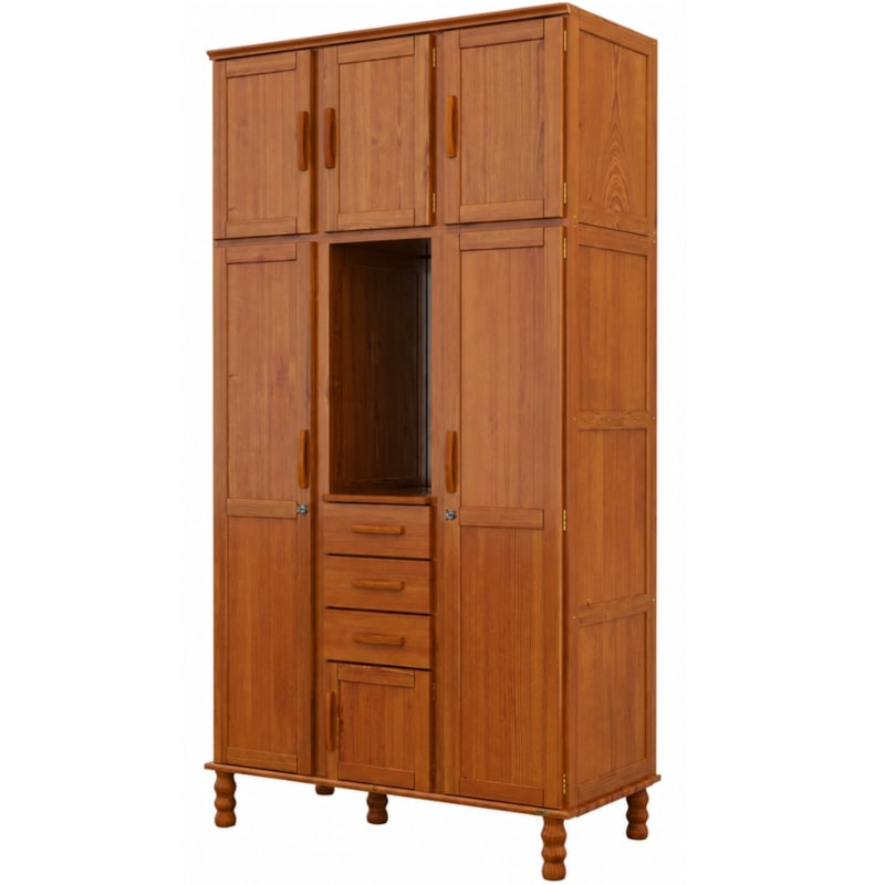 Roupeiro Serpil Casual 3 Porta 3 Gaveta Capelhinha Cedro Acetinado-d68e27c7-a114-49de-80e9-ade63d926068