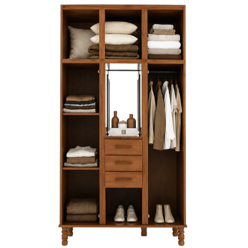Roupeiro Serpil Casual 3 Porta 3 Gaveta Capelhinha Cedro Acetinado-5bd65c8a-c43b-4925-8e5e-139d7093fea7