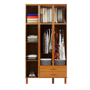 Roupeiro Serpil Casual 3 Portas 2 Gavetas com Espelho Cedro Acetinado