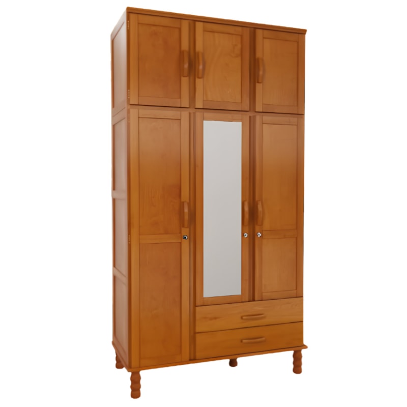 Roupeiro Serpil Casual 3 Portas 2 Gavetas com Espelho Cedro Acetinado-443e5735-8b77-4e45-95dd-41035ad1c62c