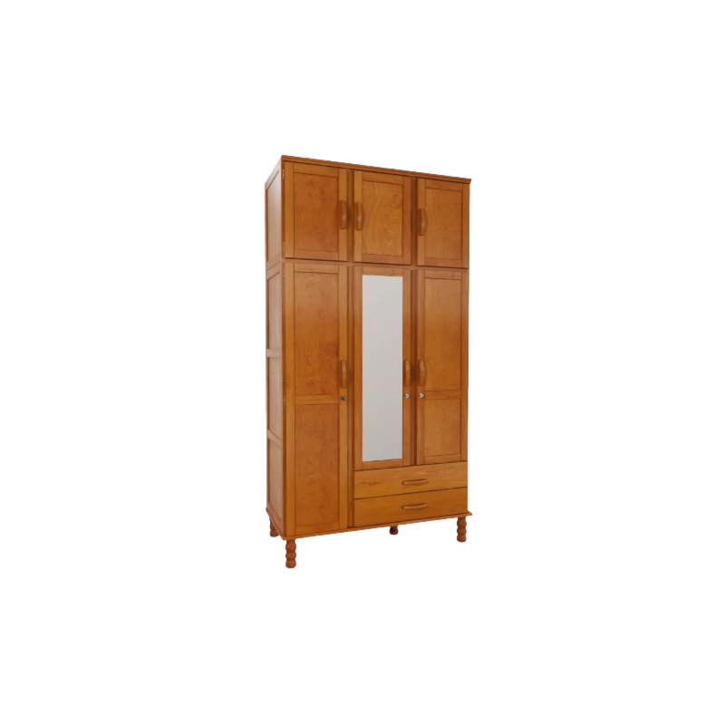 Roupeiro Serpil Casual 3 Portas 2 Gavetas com Espelho Cedro Acetinado