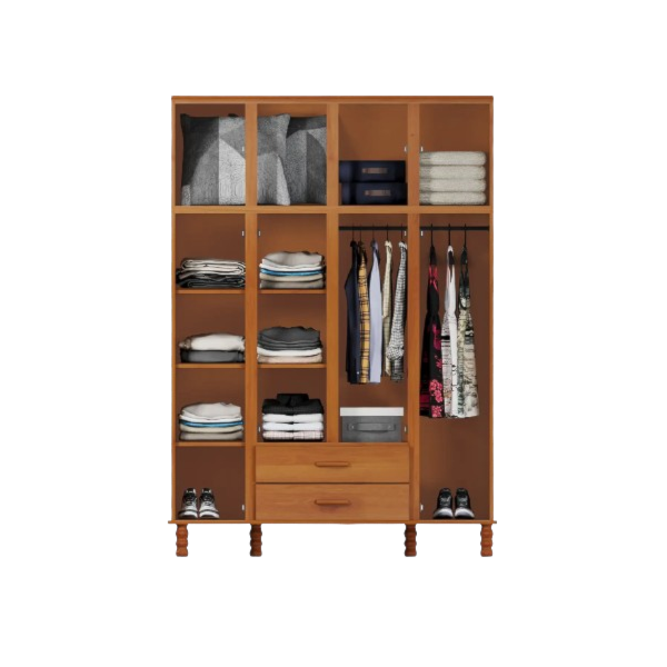 Roupeiro Serpil Casual 4 Portas 2 Gavetas com Espelho Cedro Acetinado-ef5b3302-bd36-4bc5-8baf-bab80fe06d08