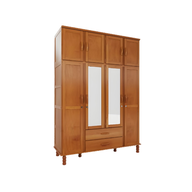 Roupeiro Serpil Casual 4 Portas 2 Gavetas com Espelho Cedro Acetinado-ec9e6118-f488-4911-9ff2-585762074d54