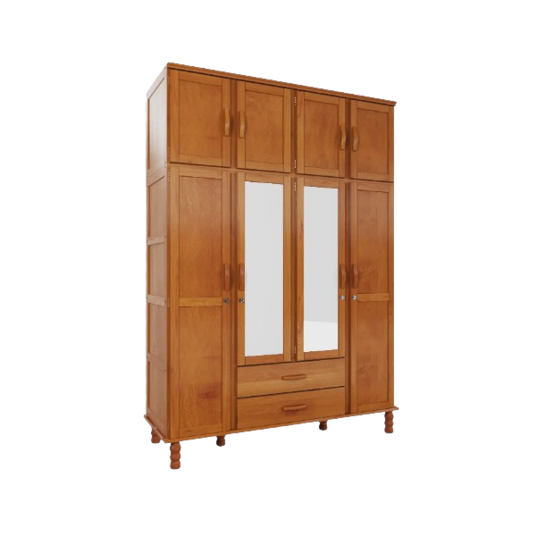 Roupeiro Serpil Casual 4 Portas 2 Gavetas com Espelho Cedro Acetinado-008673a9-fa88-4968-9e30-0b0a7f9933c6