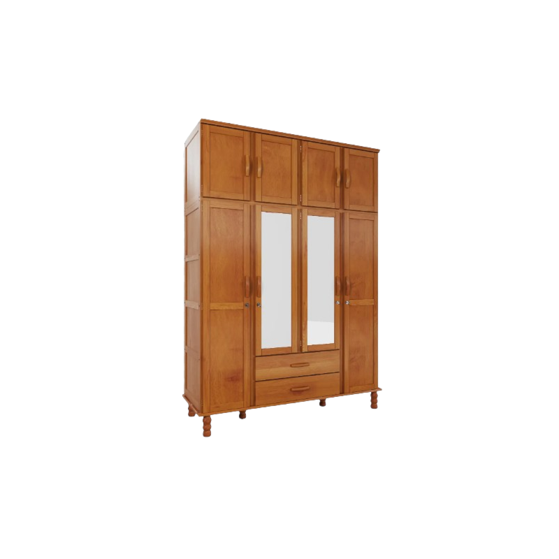Roupeiro Serpil Casual 4 Portas 2 Gavetas com Espelho Cedro Acetinado