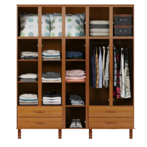 Roupeiro Serpil Casual 5 Portas 4 Gavetas com Espelho Cedro Acetinado